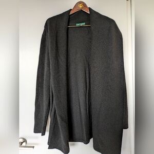 Lauren Ralph Lauren Black Merino Wool Open-Front Cardigan Sweater - 3X